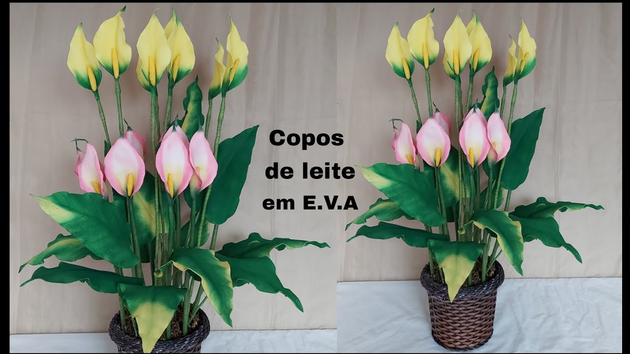 Como fazer copo de leite em E.V.A, rápido e fácil (ARRANJO PARA CHÃO)