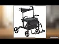 SucceBuy 2 in 1 Rollator Walker Transport Chair for Seniors Folding Rolling Walker Wheelchair Combo