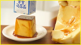 [Simple recipe using milk carton] Caramel pudding ｜ 뚤기 ddulgi&#39;s recipe transcription