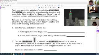 Observing Weather Gizmo directions (1/28-1/29)