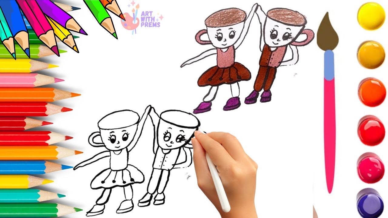 How To Draw cute Ballerina Cappuccina Drawing, Painting & Coloring For Kids & Toddlers_🌈🎨