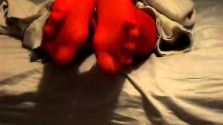 French Pedi in Red Fishnets