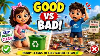 SLOW ENGLISH | GOOD VS BAD AT THE BEACH | Learn to Keep Nature Clean | A2 English Story