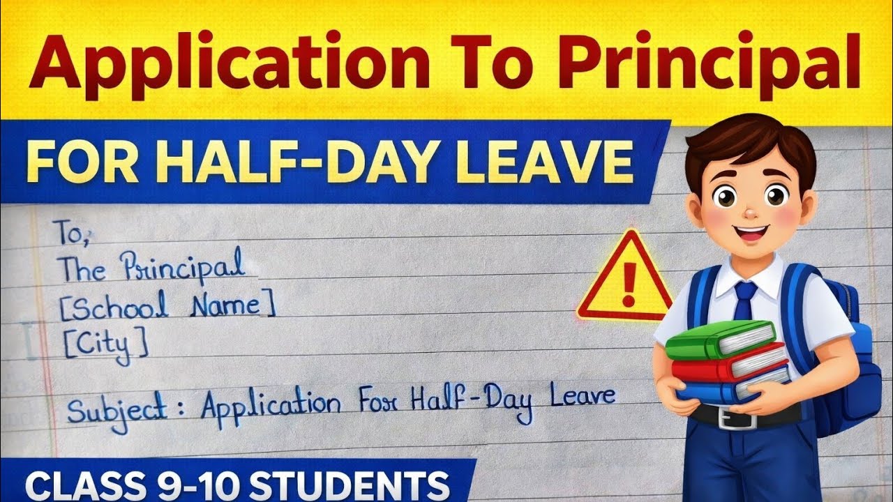 Application for Half Day Leave to Principal | Board Exam English Writing #application #students #yt 