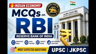 INDIAN ECONOMY RBI MCQs for UPSC & JKPSC 🚀 | Reserve Bank of India Important Questions