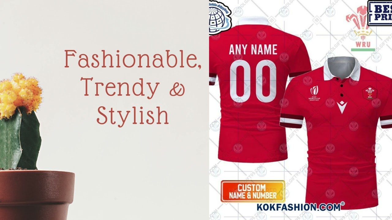 Rugby World Cup 2023 Wales Rugby Home Jersey CUSTOM Polo Shirt