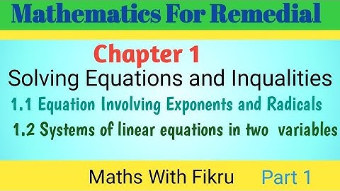 Remedial Mathematics Chapter 1 Part 1