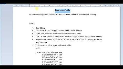Write the verilog /VHDL code for 8:1 MULTIPLEXER. Simulate and   verify its working.