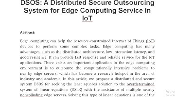 DSOS A Distributed Secure Outsourcing System for Edge Computing Service in IoT