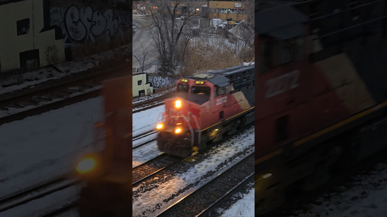 TRAINS SHORTS  Winter CN Freight  at Bridge on Cool Trains in Montreal YouTube Channel