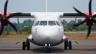 Pilot Pesawat Wings Air ATR 72-600 Melakukan Ground Check di Bandar Udara Kelas III Malikussaleh