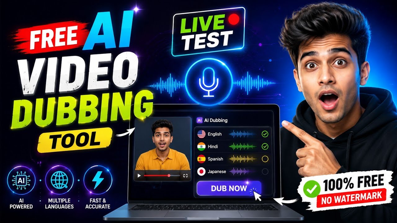 🤯 FREE AI Video Dubbing Tool | One Click Me Kisi Bhi Language Me Video Dub Karo! Day 16