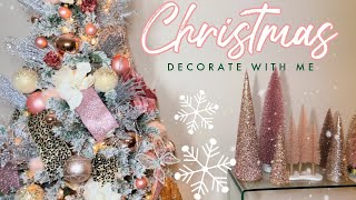 CHRISTMAS DECORATE WITH ME//PINK GLAM CHRISTMAS TREE ❄️ HAUL & SETUP 💕