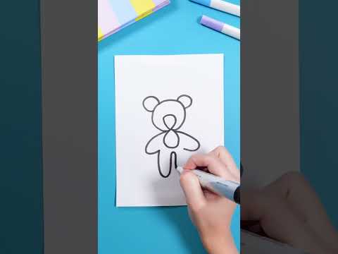 From Number 8 to Bear 🐻✏️ Kids Drawing Trick #art #shorts