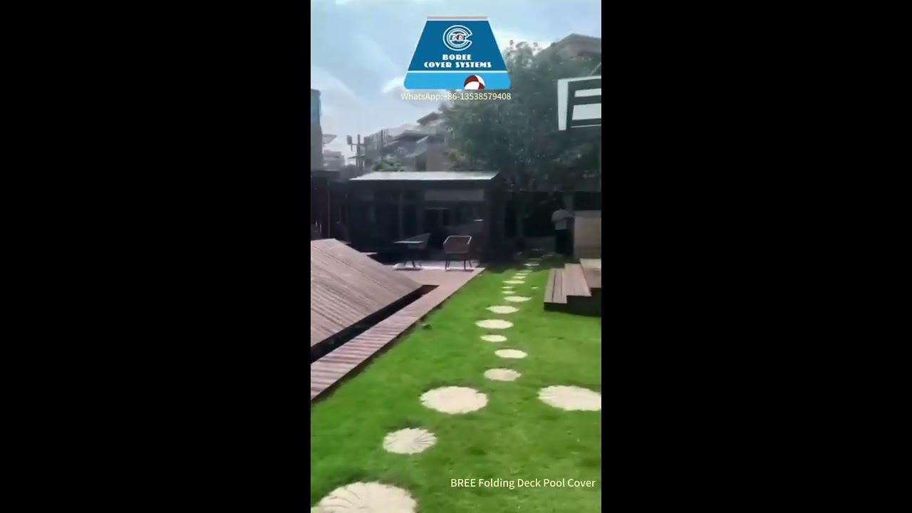 Bree  Automatic Foldable Deck Pool Cover Retractable Outdoor Bio Fold Swimming Pool Cover