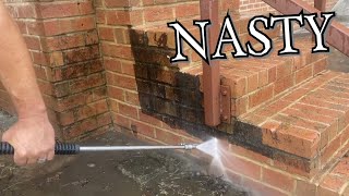 Pressure Washing Filthy Brick and Disgusting Concrete (You Guessed It: Oddly Satisfying)