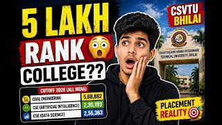 Celebrity CSVTU Bhilai Cutoff 😳 | 5 Lakh Rank College + Placement Reality Wealth
