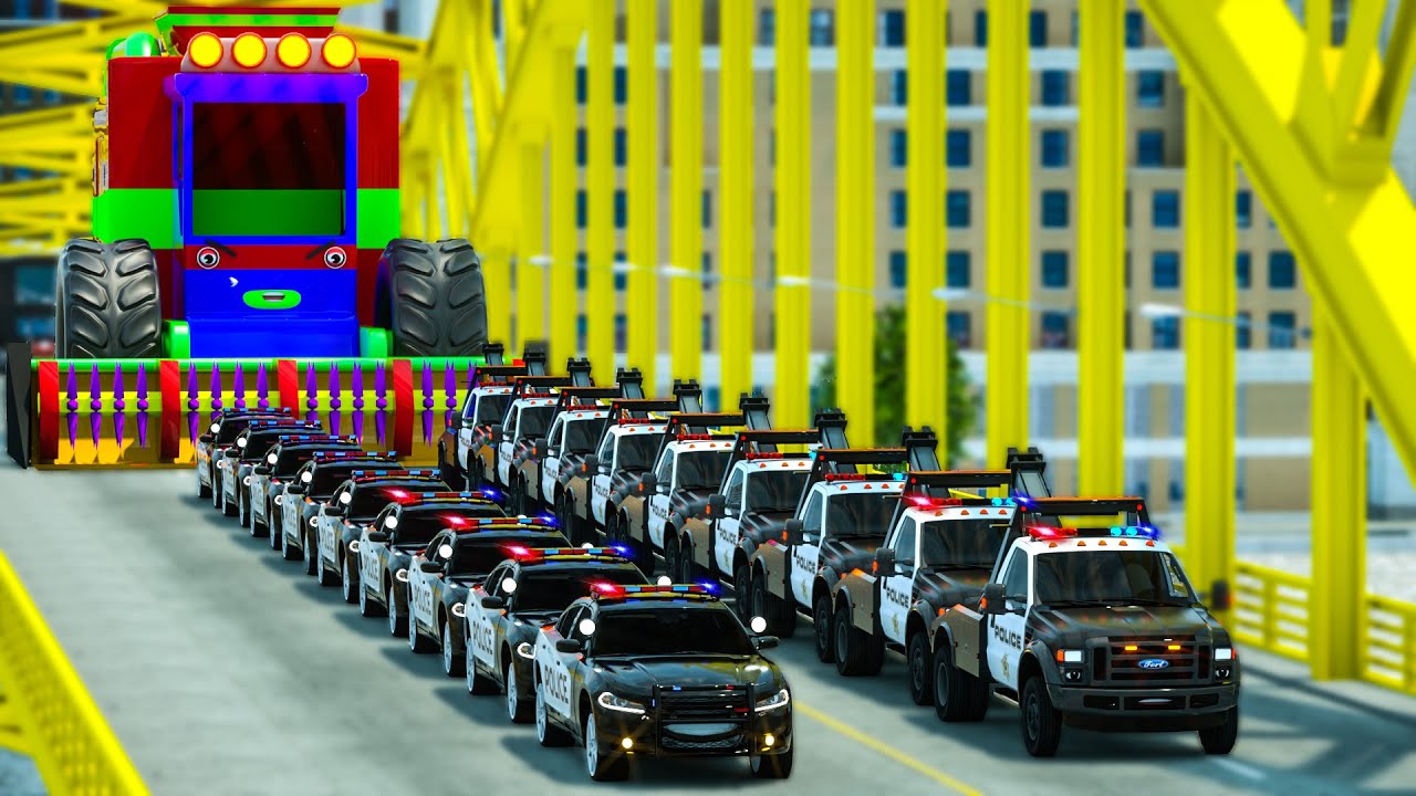 Who Will Catch a Giant Harvester | Wheel City Heroes(WCH) Police Truck Cartoon