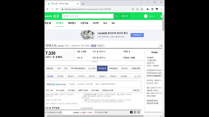 054780키이스트 주가 전망 및 차트 분석