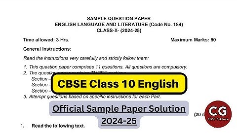 CBSE Class 10 English Official Sample Paper 2024-25 | Full Solution & Top Tips!