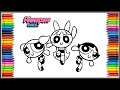 Blossom Bubbles and Buttercup - Powerpuff Drawing Coloring Art for Kids
