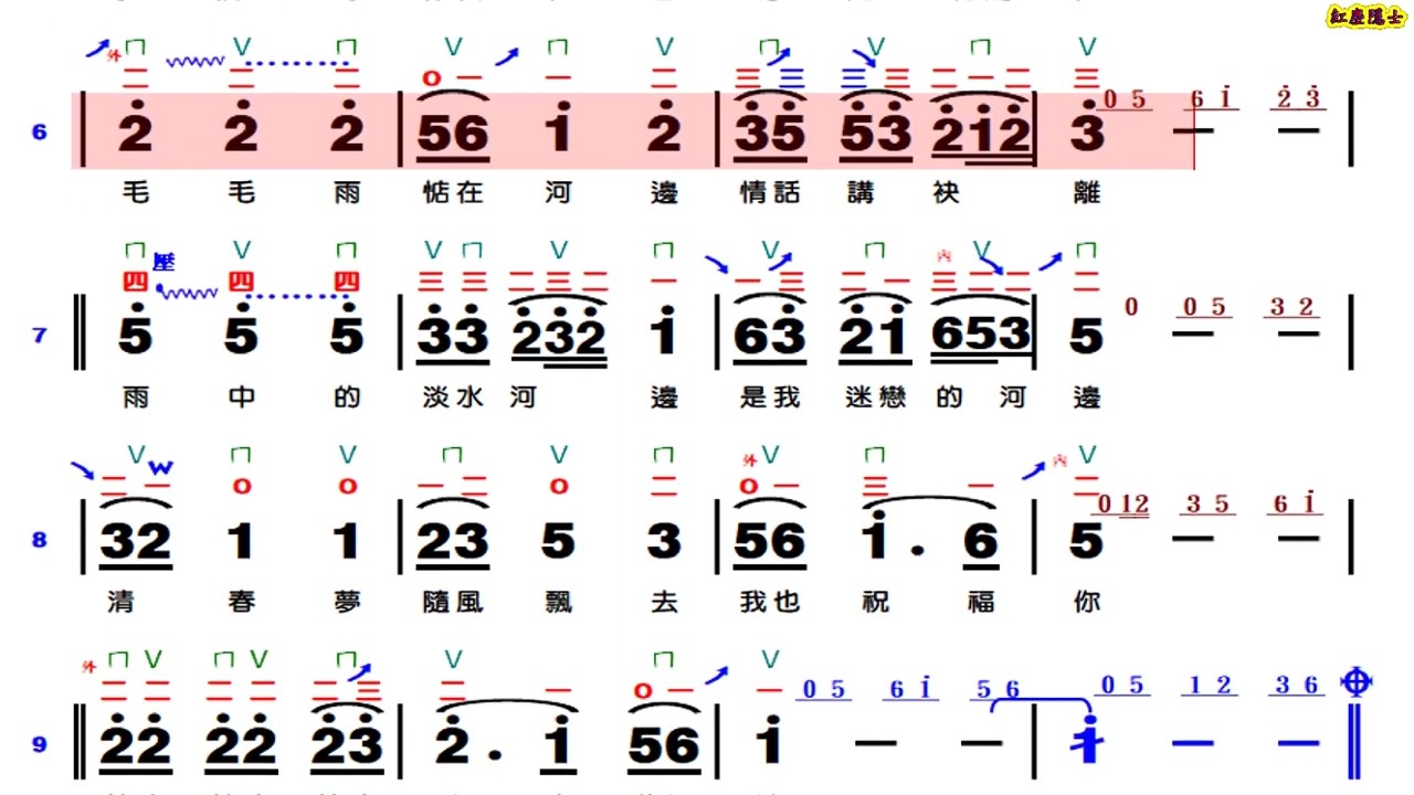 懷念的淡水河邊(長版) -D調伴奏(動態譜)
