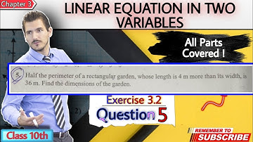 Half the perimeter of a rectangular....| Q5 | Ex-3.2 | Ch3 | Class 10 | Maths