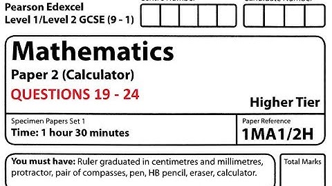 Revise Edexcel GCSE Higher Maths Paper 2 Set 1 Questions 19 - 24