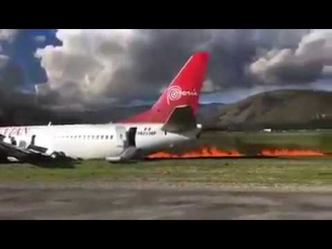 Avión de Peruvian Airlines se incendia Peru-Huancayo