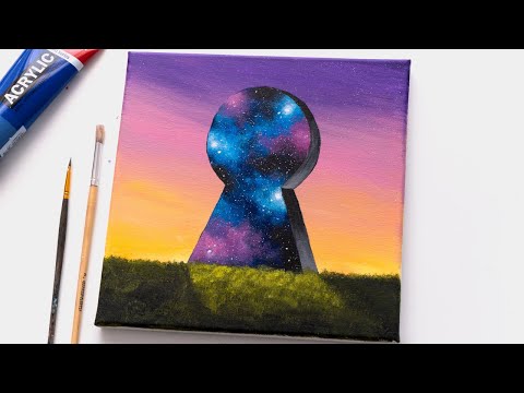 A Key to The Galaxy! Easy Acrylic Painting Idea Step by Step | Acrylic Painting for Beginners
