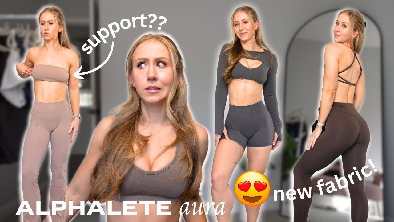 NEW Alphalete Aura Collection Review!  Minimalist Bras, Flare Leggings,  and More 