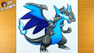 How to Draw Mega Charizard X | Pokemon Drawing