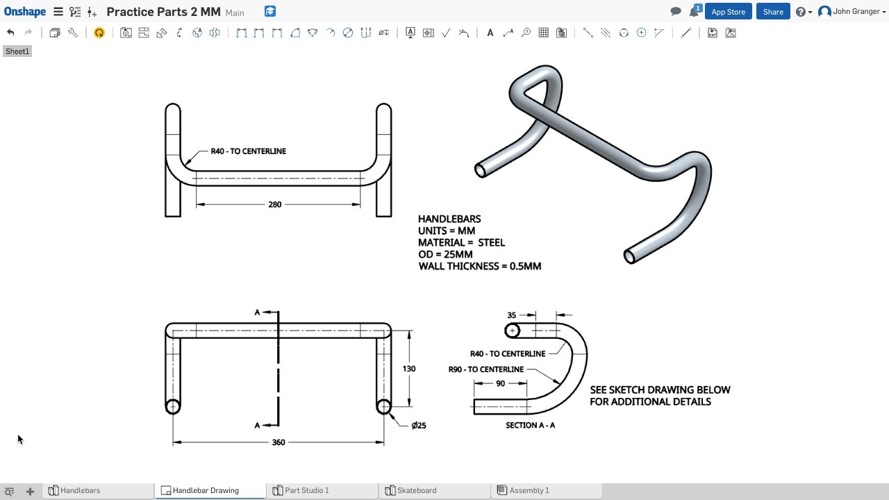 beginner tutorial adobe illustrator Learn Onshape - Project 19 - Handlebars