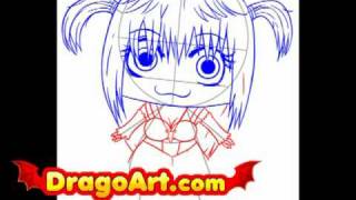 How to draw chibi Misa, step by step