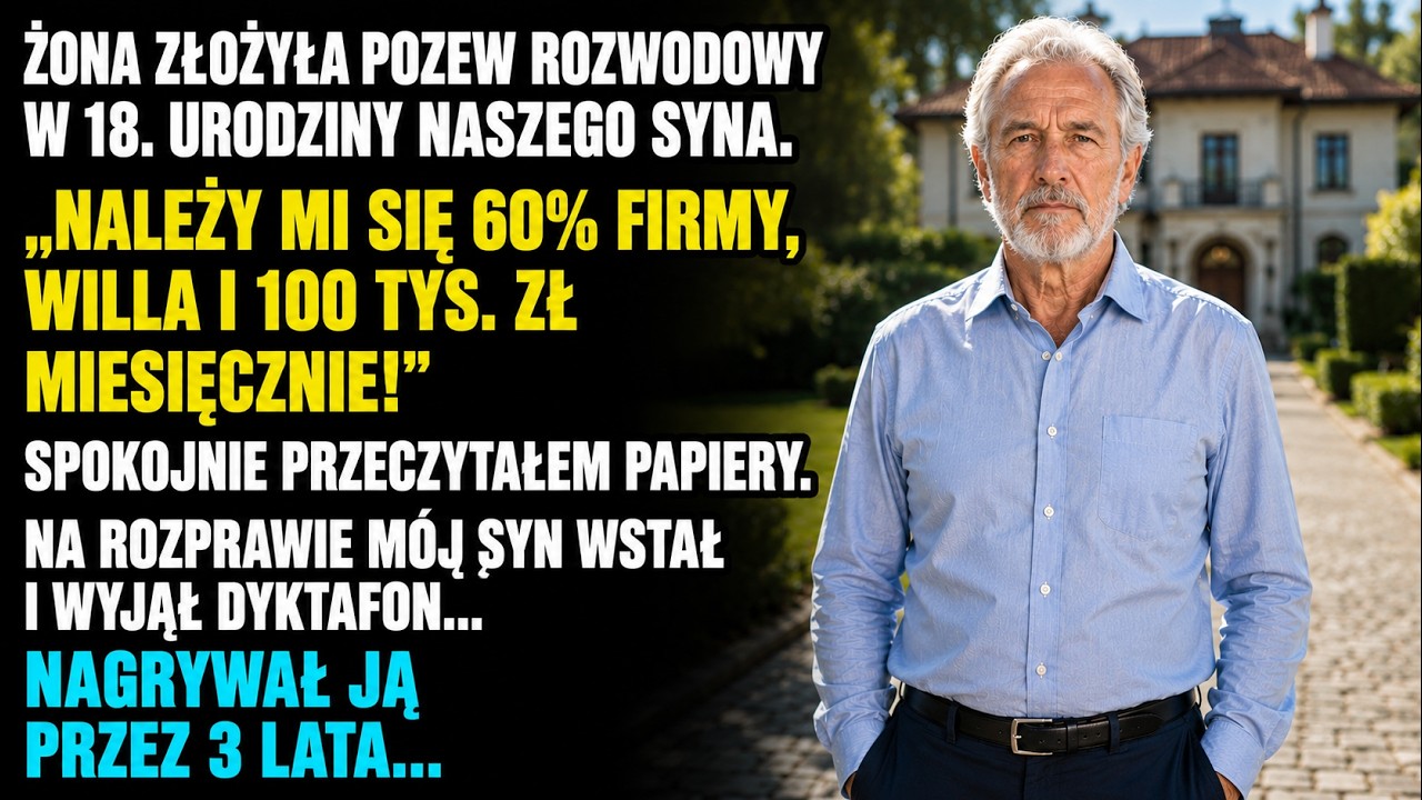 Przesunęła papiery rozwodowe po stole dokładnie w chwili, gdy nasz syn zdmuchiwał świeczki na osiemnaste urodziny. „Moje wyczucie czasu jest perfekcyjne" – powiedziała z uśmiechem drapieżnika....
