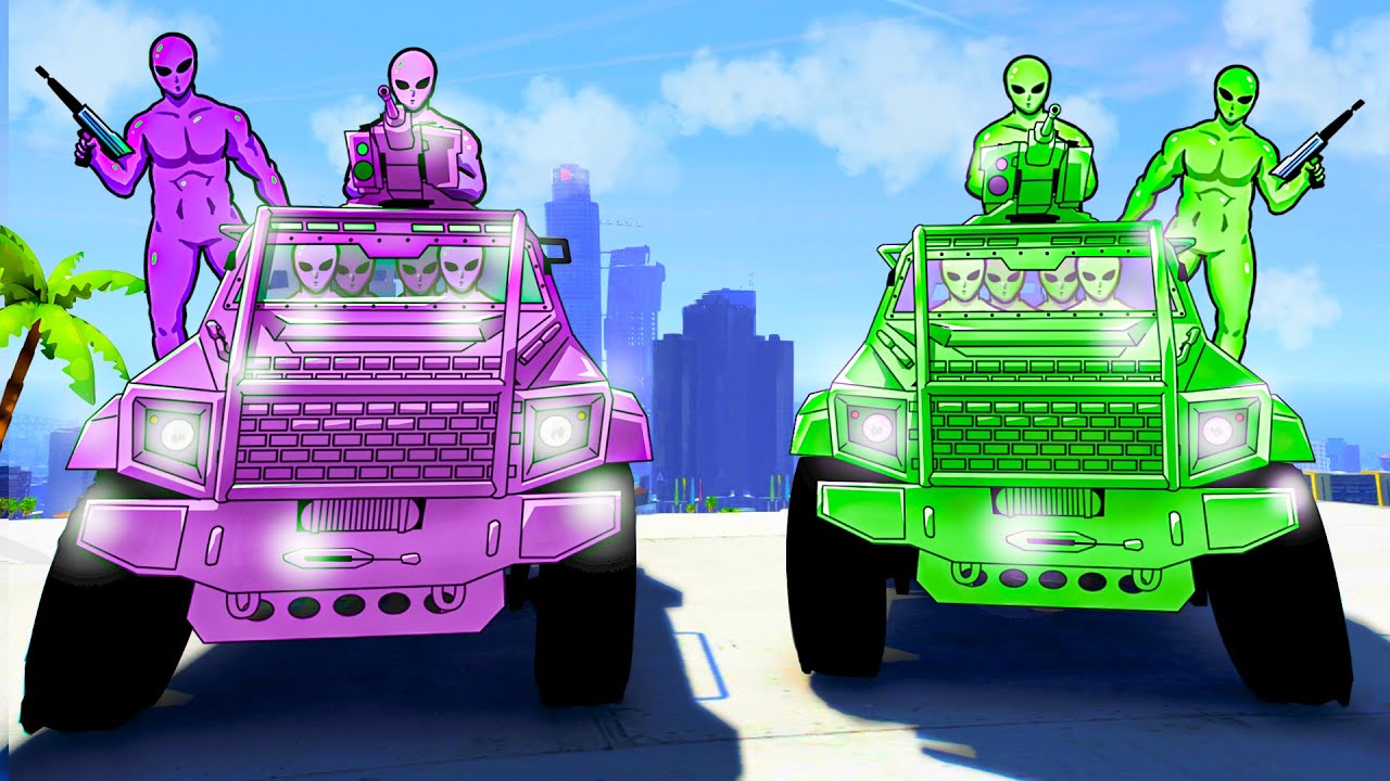 Green Aliens VS Purple Aliens in GTA 5 RP! (we brought them back)