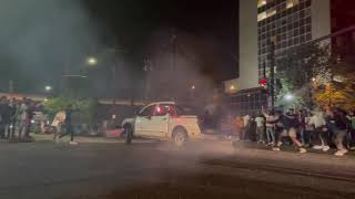 Guy gets thrown from truck doing donuts