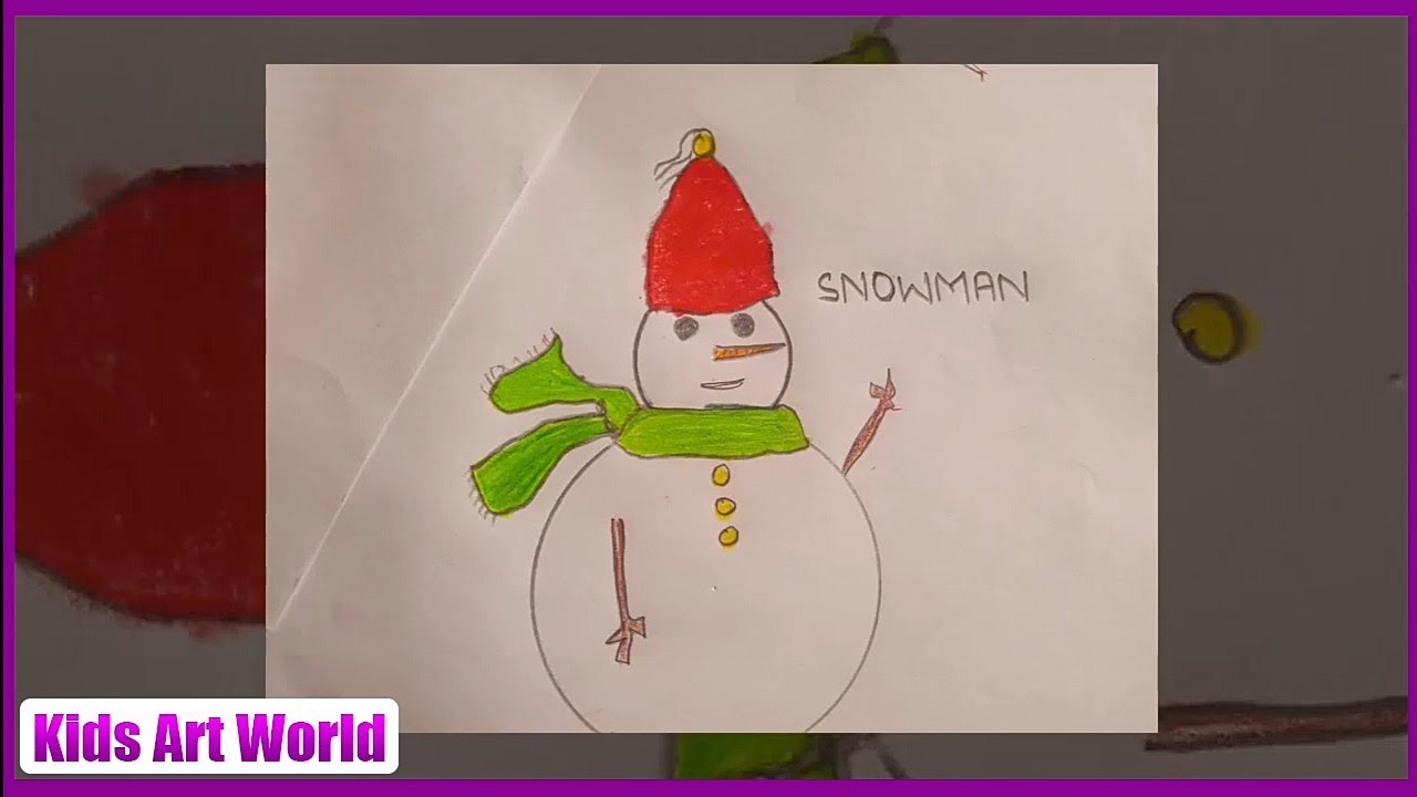 Drawing of Snowman ⛄ easy step by step 