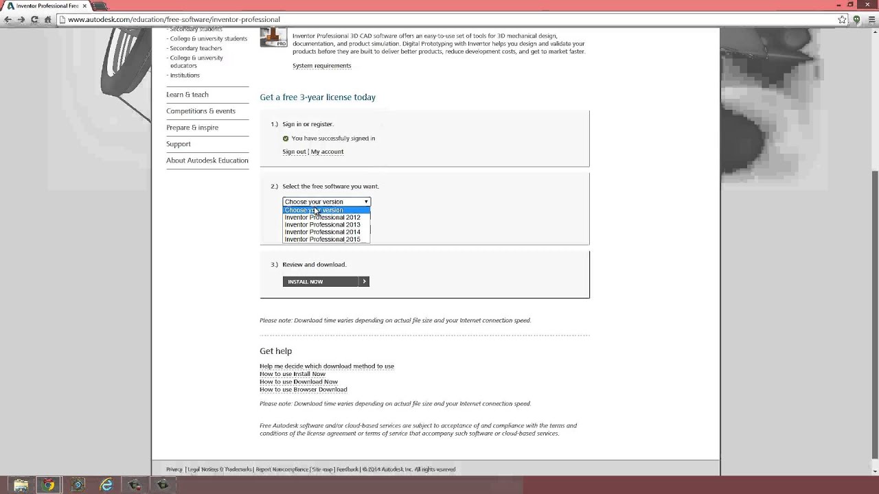 how to install autodesk inventor 2015 students