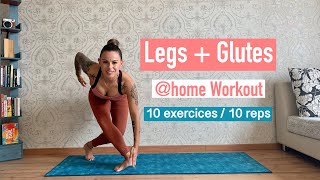 Legs + Glutes | 10 exercises + 10 reps | At home workouts