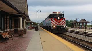 Metra F59PH 97 leads outbound rush hour doubleheader train # 2143 through Grayslake with a horn show