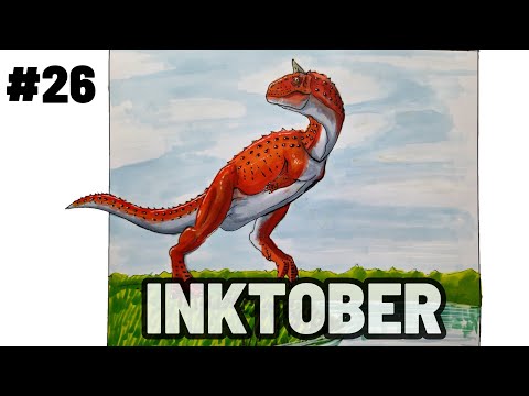 Draw a Paleoart Dinosaur INKTOBER DAY 26 Carnotaurus