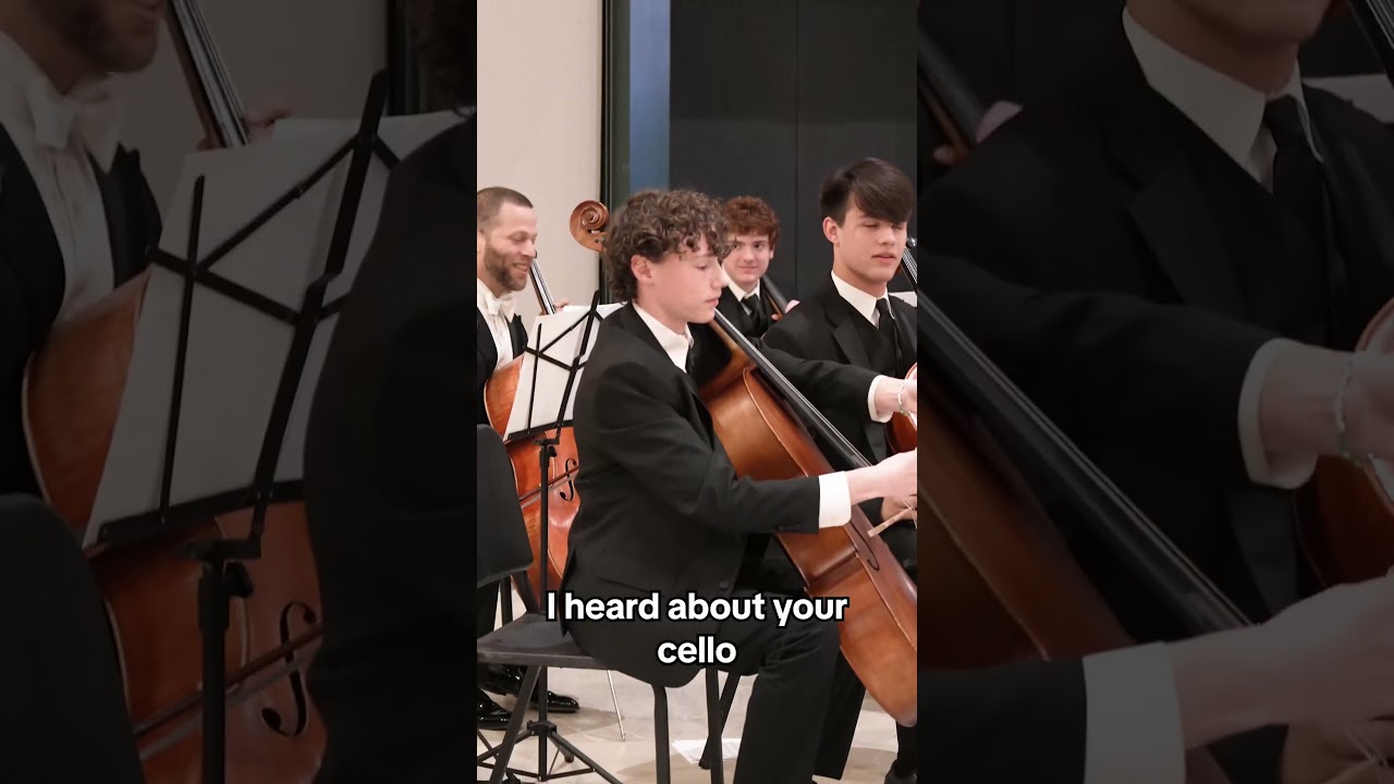 Cello students were performing in the lobby when our Principal Cellist surprised them!  