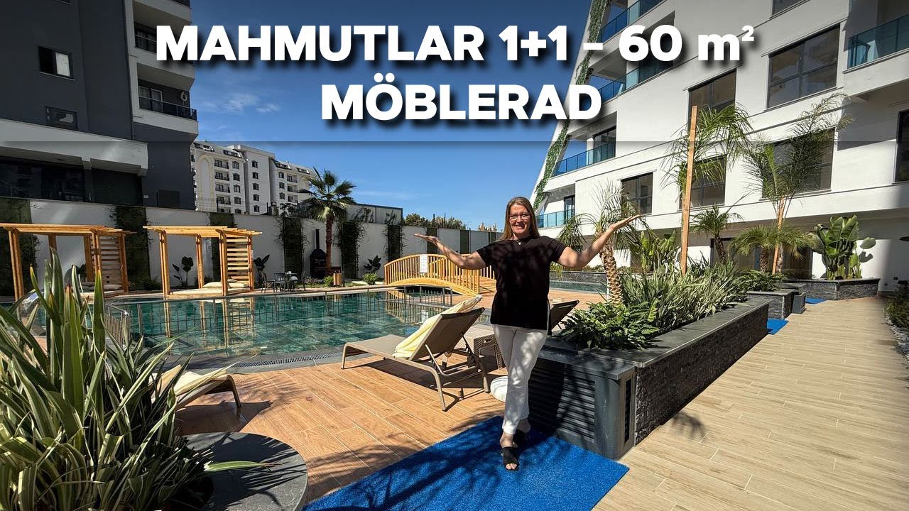 MAHMUTLAR 1+1 - 60 m² 8:e VÅNINGEN MÖBLERAD UTSIKT ÖVER BERGEN OCH STADEN