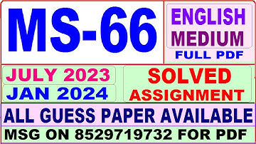 ms 66 solved assignment 2023 / ms 66 solved assignment 2024 / ignou ms 66 solved assignment 2023-24