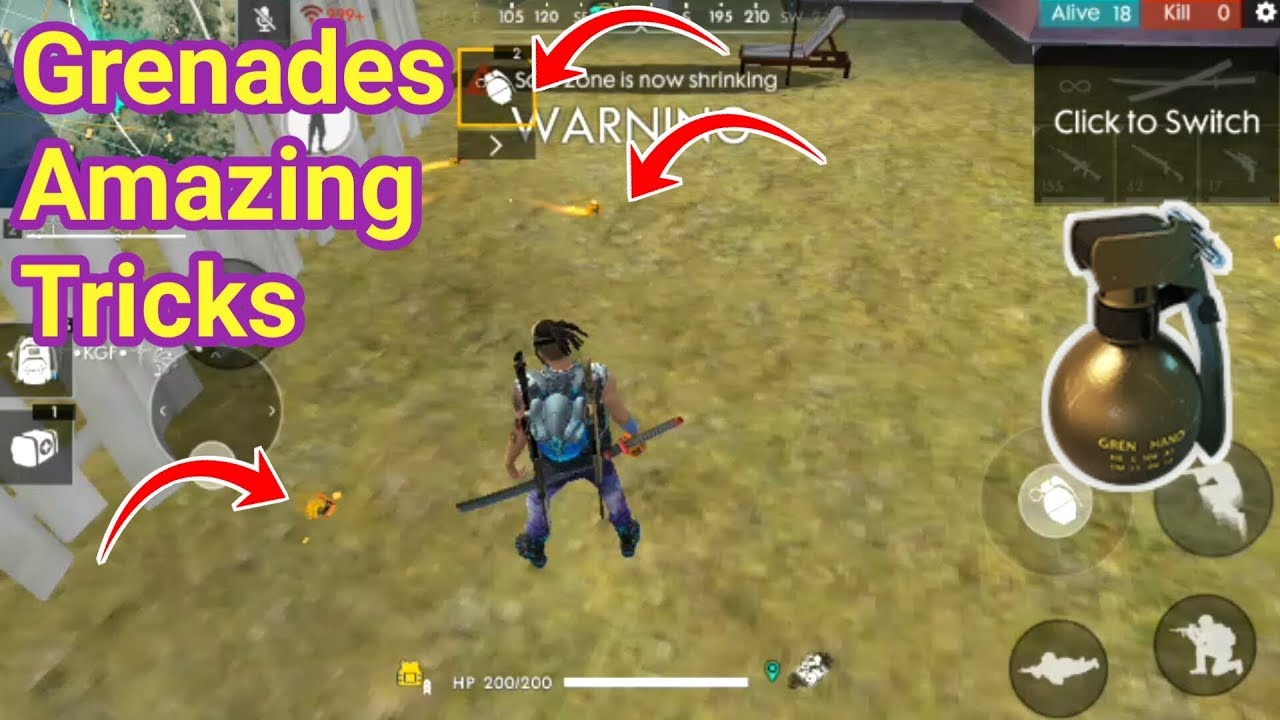 Grenade Amazing Tricks free fire Battlegrounds🤔👍😎