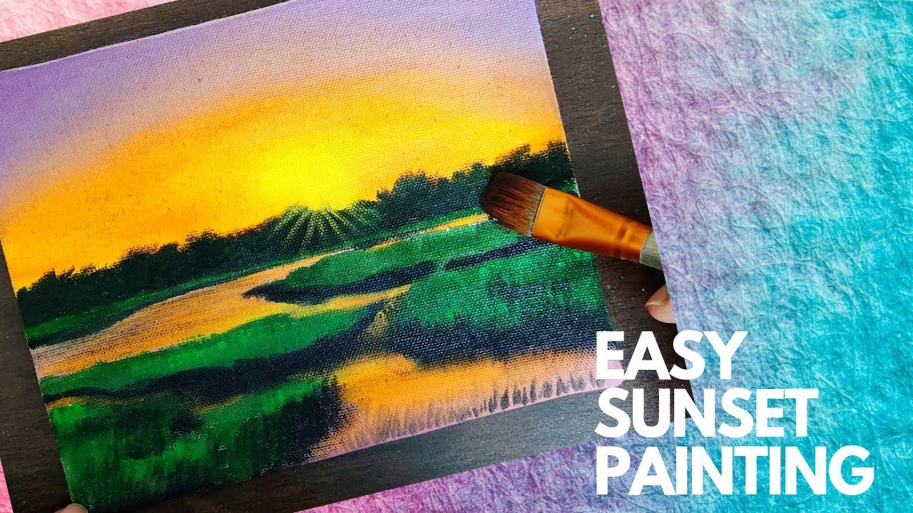 landscape painting with acrylic colours | How to paint landscape with ...