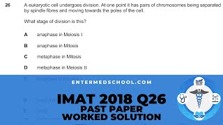 IMAT 2018 Past Paper | Q26 | Biology | Worked Solution (OLD)