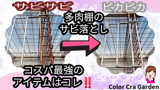 多肉棚をメンテナンス!! サビサビの多肉棚のさび落とし。コスパ最強の3
