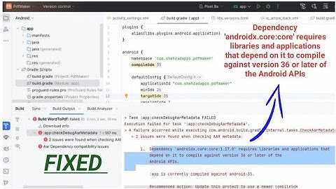 Dependency androidx.core:core requires libraries and applications that depend on it to compile